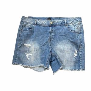 Womens Lane Bryant Distressed Stretch Denim Cut Off Blue Jean Shorts Size 22